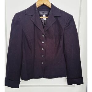 Jones  New York Navy Blue Cropped Cotton and Lycra Blazer Size 6